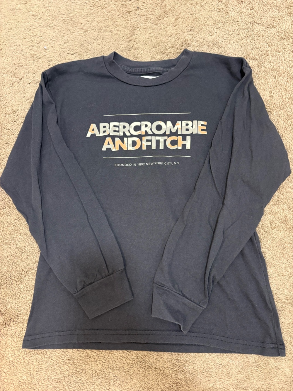 abercrombie kids Navy Crewneck Logo Sweatshirt